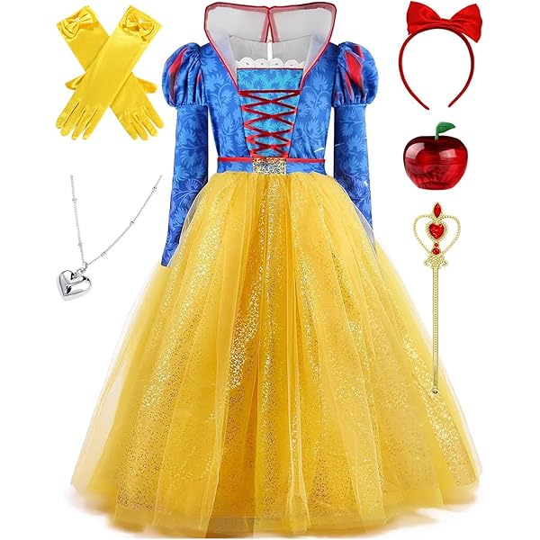 Vestido Princesa Blancanieves Ropa Para Cumpleaños Fiesta O Cosplay Para Ninos Blanca Nievesfiesta Disfraces Algodon Con Corona 9pcs Sets  Jm