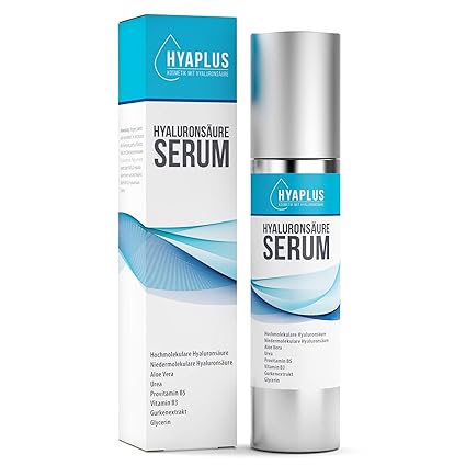 Hyaluron Serum hochkonzentriert - Anti Aging Serum mit 2x Hyaluronsäure, Aloe Vera, Gurkenextrakt, Vitamin B5, B3, Glycerin, 
