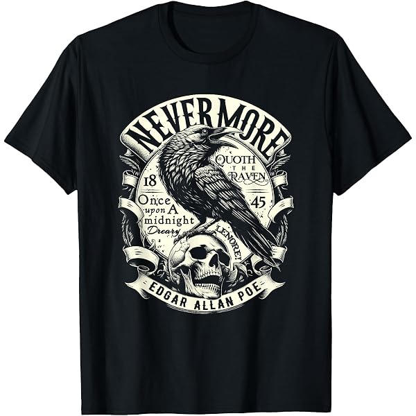 Chemise Minimalist Littérature Edgar Allen Poe Raven Nevermore T-Shirt