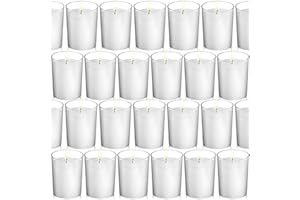 flamecan (Set of 48) Votive Candles, Unscented White Wax, for Wedding, Birthday, Party, Spa, Holiday, Home Decoration (15 Hou