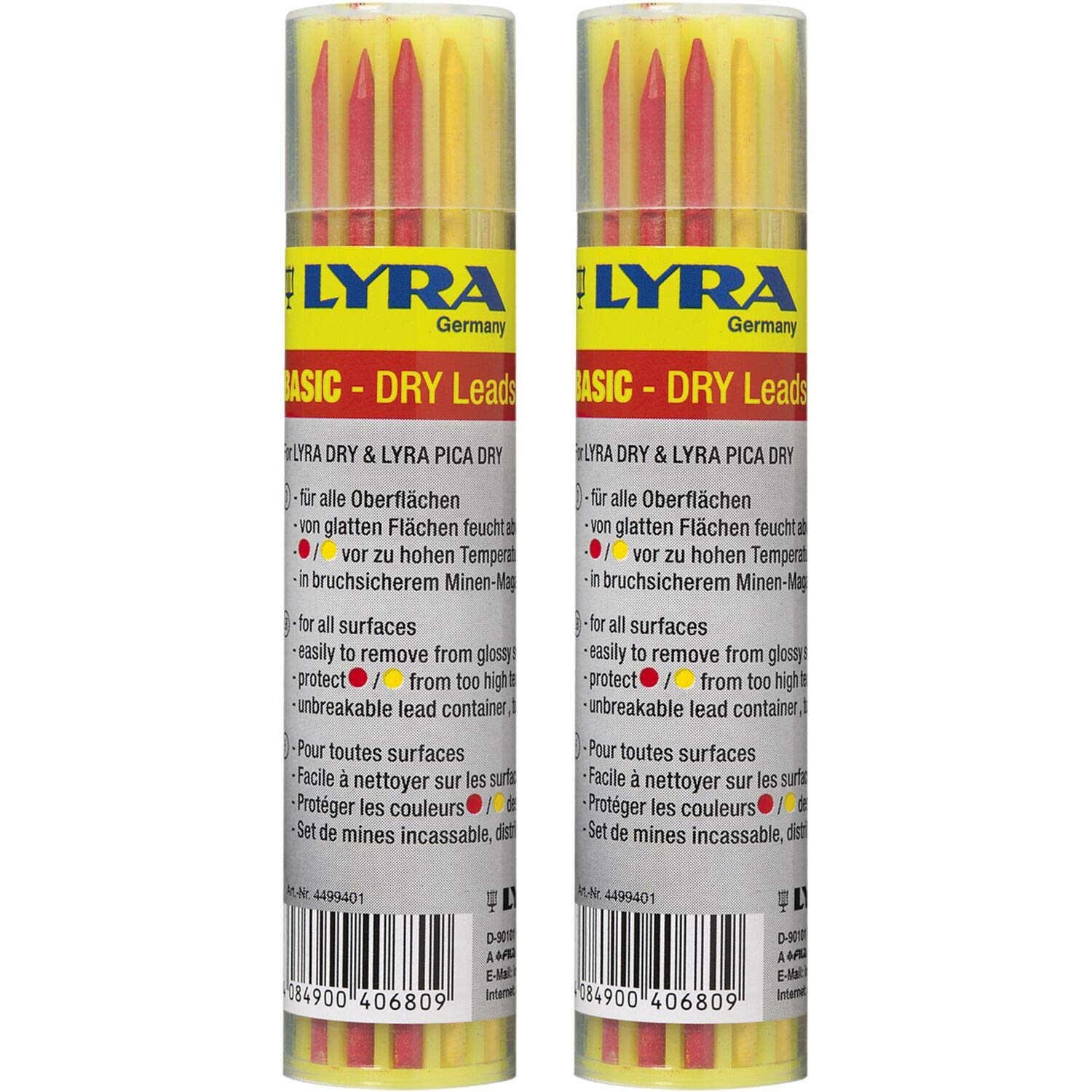Lyra Replacement Refills Graphite (Yellow and Red) Twin Pack for Dry Profi LED