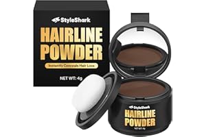 StyleShark Hairline Powder for Women and Men - Stain-Proof Root Touch Up for Thinning Hair, Sweatproof Hair Color (Med Brown)