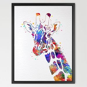 Dignovel Studios 8X10 Giraffe Watercolor print Animal Wall decor Children Boy Girl Kids Baby Room Nursery Interior Decor Bedroom Children's art N421
