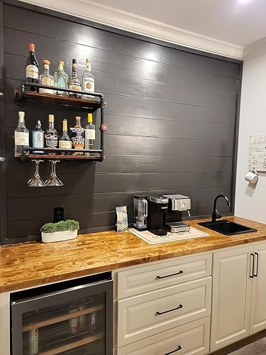 Wine Rack Wall Mounted Tier, Hanging Floating Small Mini Bar