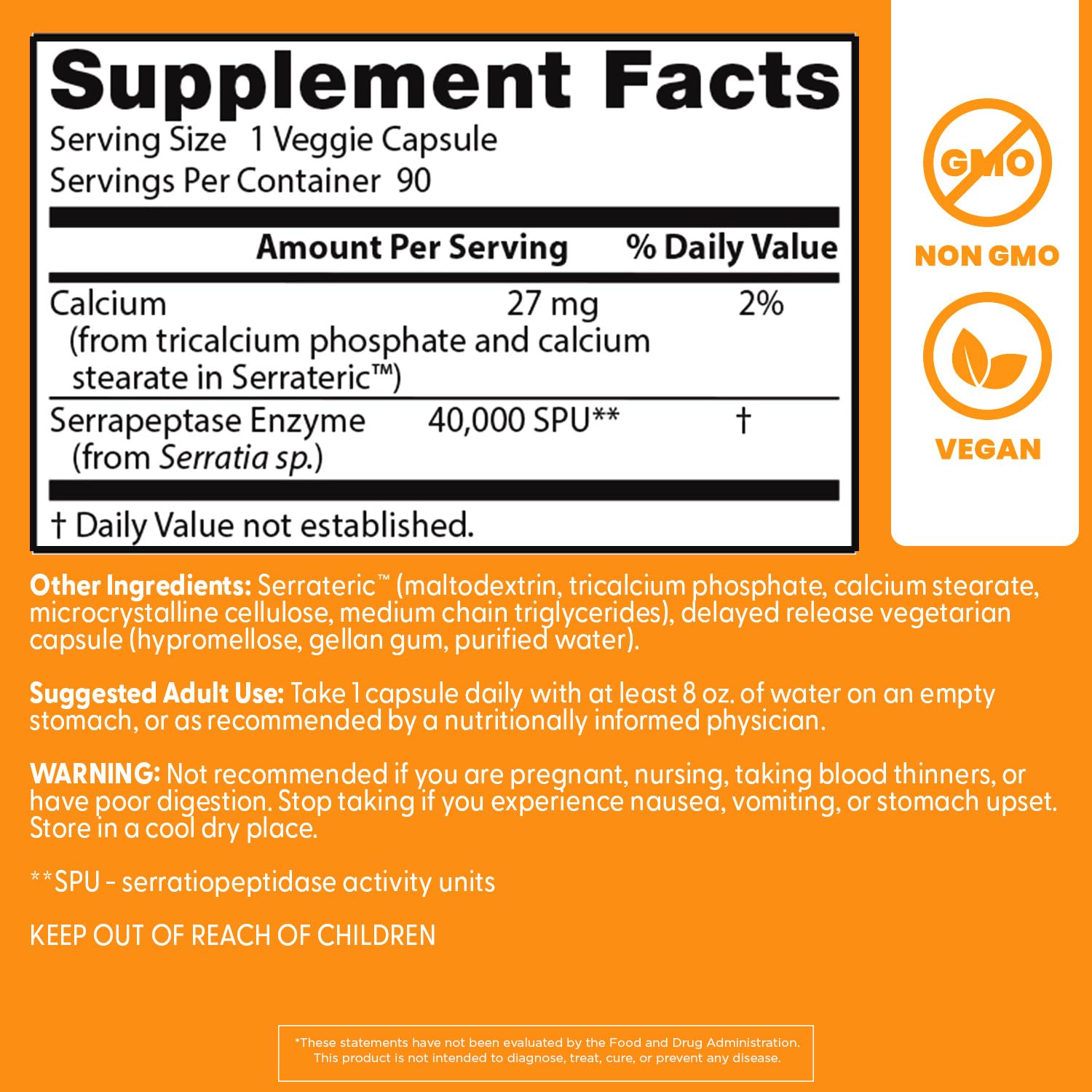 Doctors BEST Serrapeptase, 40,000 SPU, Supports Sinus Health, Non-GMO, Vegan 90 Veggie Caps