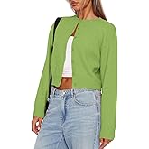 Balimtoy Women's Cropped Cardigan Sweaters Long Sleeve Button Down Sweaters Knit Cardigan Cute Y2k Open Front Crop Top