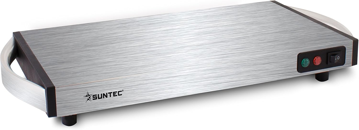 SUNTEC Warmhalteplatte elektrisch in robuster Edelstahl Bauweise – kabellos | ideal zum Warmhalten von Speisen | Teller Wärmer für Essen mit schneller Aufheizzeit | Buffet Speisenwärmer | WHP-8472