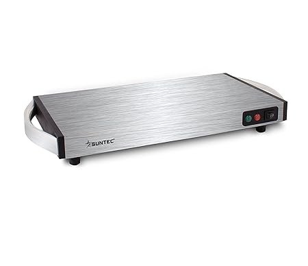 SUNTEC Warmhalteplatte WHP-8472 cordless [Ideal zum Warmhalten von Speisen + Geschirr, robuste Edelstahl-Bauweise, schnelle A