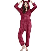 COZYPOIN Womens Fleece Onesies Pajamas Fuzzy Sherpa Adult Hooded One Piece Onesie Winter Romper Flannel Loungewear Sleepwear