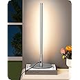 EDISHINE LED Table Lamp, Minimalist Bedside Lamp with 3 Dimmable Color Temperature, Touch Controller, Coner Light for Bedroom Nightstand, Living Room, Gift, Reading, Metal Finish, Silver, 6W