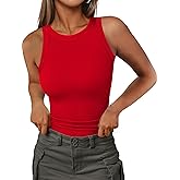Jar of Love Tank Tops High Neck Sleeveless Ribbed Tank Casual Basic Thick Strap Slim Fitted Racerback Shirts
