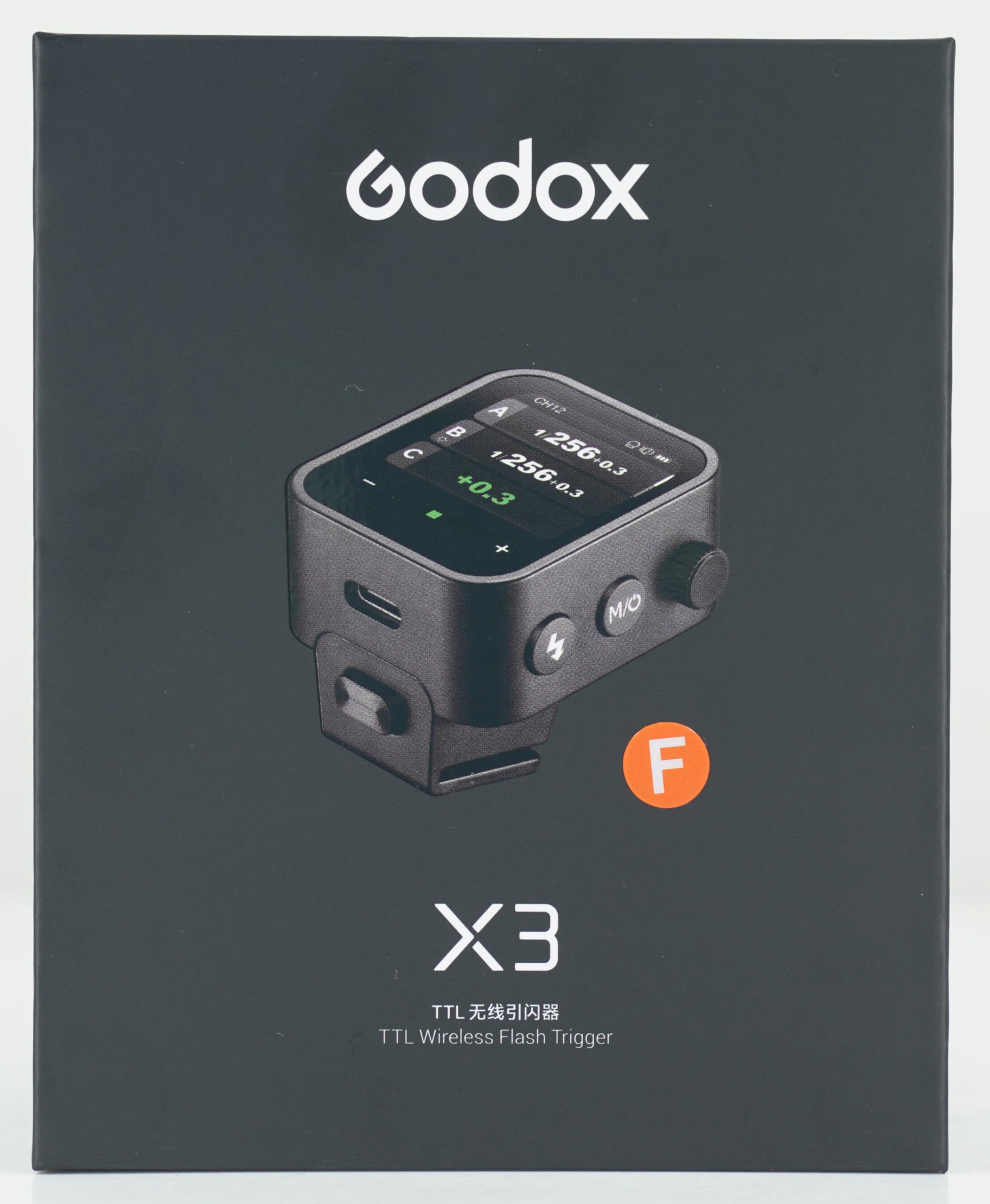 Godox X3-F Wireless Flash Trigger OLED Touch Screen Rechargeable Battery, USB-C Charging, Quick Fit Hot Shoe, Built in Godox 2.4G X Wireless System, 1/8000s HSS TTL TCM Function with Technical
