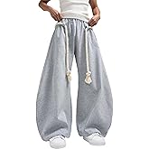 Super Baggy Barrel Sweatpants for Women Men Elastic Waist Lantern Trouser Wide Leg Pants Comfort Unisex