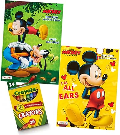 Download Amazon.com: Disney Mickey Mouse & Friends Coloring Book Bundle - 2 Coloring Books 24 Crayola ...