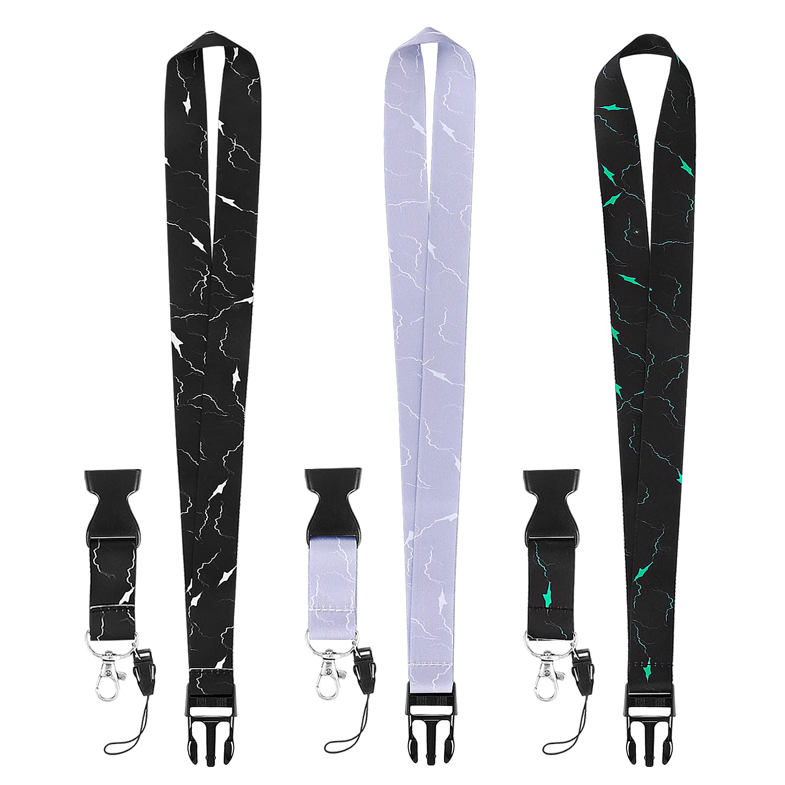 Molain Badge Lanyards with Quick Release Buckle, 3PCS Heavy Duty Marble Lanyard with Swivel Lobster Clasp, Neck Lanyard for Keys for Teachers Nurse Students