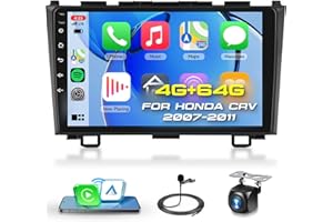 PODOFO 4G+64G Car Radio Stereo for Honda CRV 2007-2011, Wireless CarPlay Android Auto 9 Inch IPS Touch Screen Android 13 GPS Head Unit WiFi Bluetooth DSP Audio USB Dual Mic HD Rear Camera