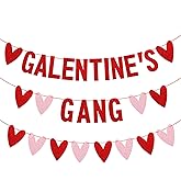 Glitter Galentines Gang Banner with Love Hearts - No DIY - Women Girl Lady Galentines Day Decorations