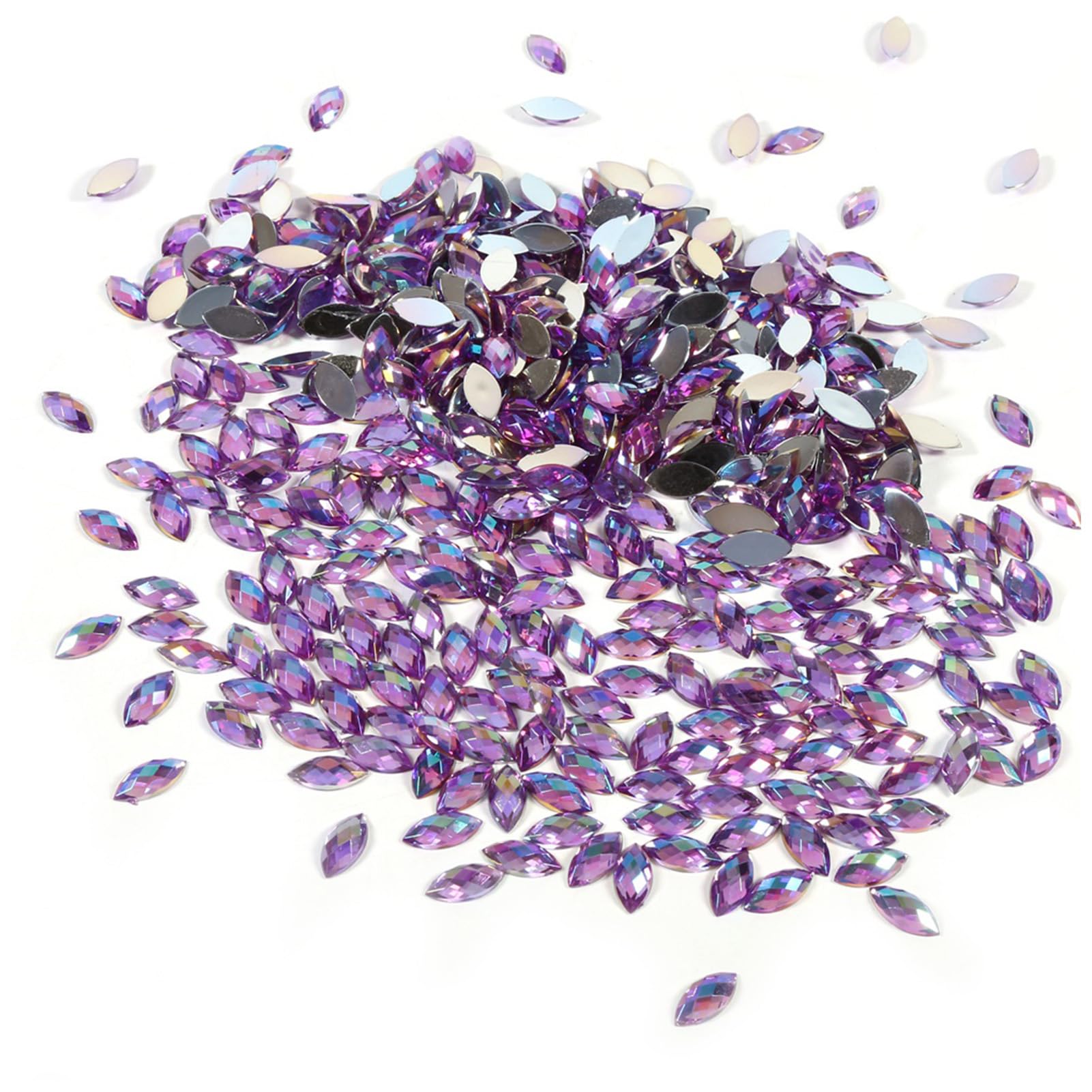 500Pcs Craft Rhinestones 7 x 15mm AB Crystal Flatback Rhinestones for Decoration Clothing DIY Party Decor (Purple) Clothing Accessories — image 1