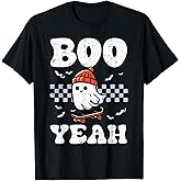 Halloween Ghost Skateboard Boo Yeah Costume Boys Kids Men T-Shirt