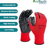 A406 24 Pair Red Nitrile Coated Work Gloves for Builders, Gardening, view 4