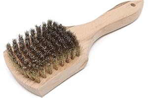 MIDWEST HEARTH Brass Wire Utility Scrub Brush for Cleaning 9" Hardwood Handle (Made in USA)