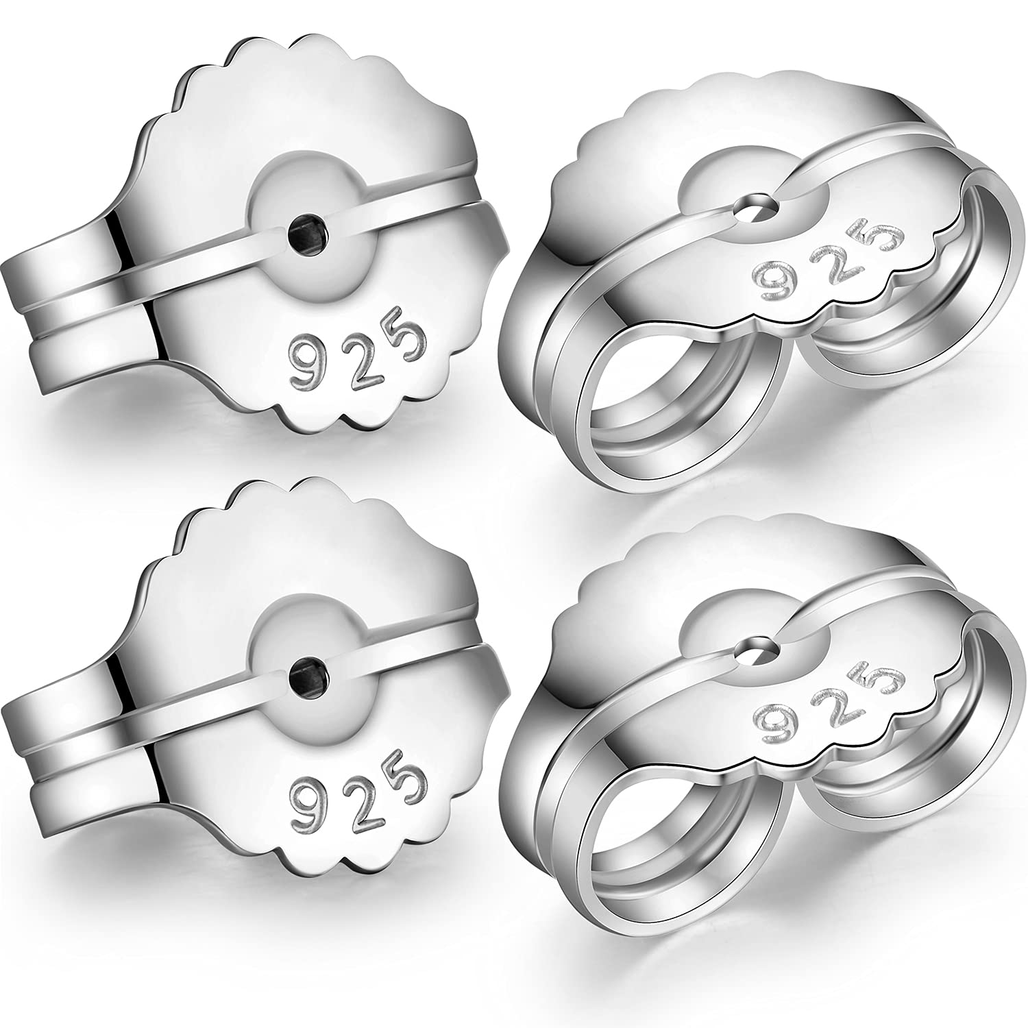 Earring Backs Locking Silver Earring Backs Nickel Free Hypoallergenic Universal Earring Backs Post Earring Backs for Studs Sterling Silver Earring Backs for Women Safety Security Magic Earring Backs