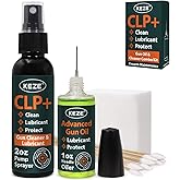 Keze Gun Oil CLP Gun Cleaner Lubricant Kit - 2 oz. Fine Mist Pump Sprayer & 1 oz. Needle Oiler Cleaning Patches, Cleaning Swa