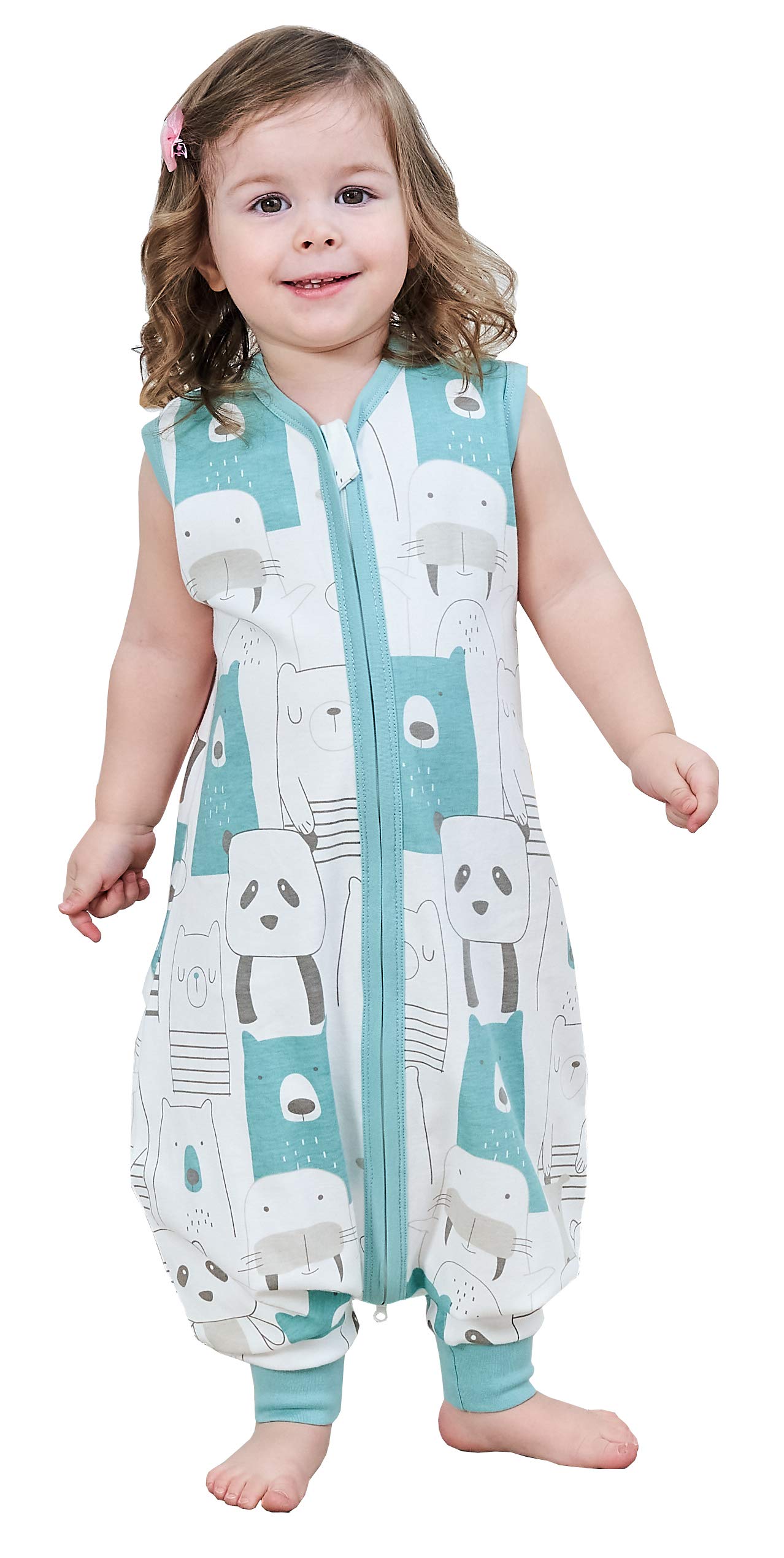 Chilsuessy Baby Sleeping Bag with Feet Summer Baby Sleeping Bag 100% Cotton 0.5 Tog Summer Kid Sleeping Bag with Feet for Infant Toddler sleeveless, Panda, 80cm/2-3 Years