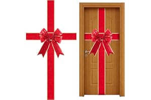 Haiabei Christmas Cabinet Door Bows Ribbon Large Christmas Gold Glitter Wreath Bow Red Festival Wrapping Decoration for Kitch