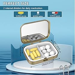 Pill Case Pill Box with Mirror Retro 2 Compartment