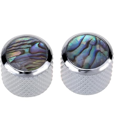 thumbnail image 2 of Guitar Bass Dome Knobs White Shell Top 6mm Gold Metal Volume Tone Control For Electric Guitar 2 of 14
