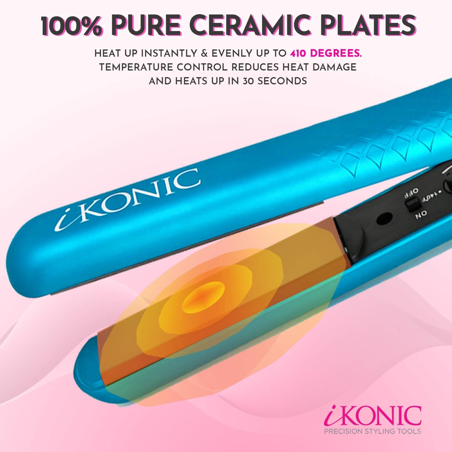 iKonic Persona Ceramic Flat Iron Professional Hair Straightener and Curler with Floating Ceramic Plates – Digital Temperature Controls – Straightens & Curls All Hair Types – Dual Voltage: Health & Personal Care