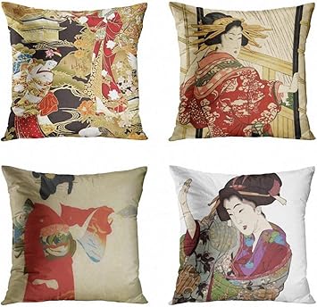 Amazon Com Artsocket Set Of 4 Throw Pillow Covers Asian Japanese