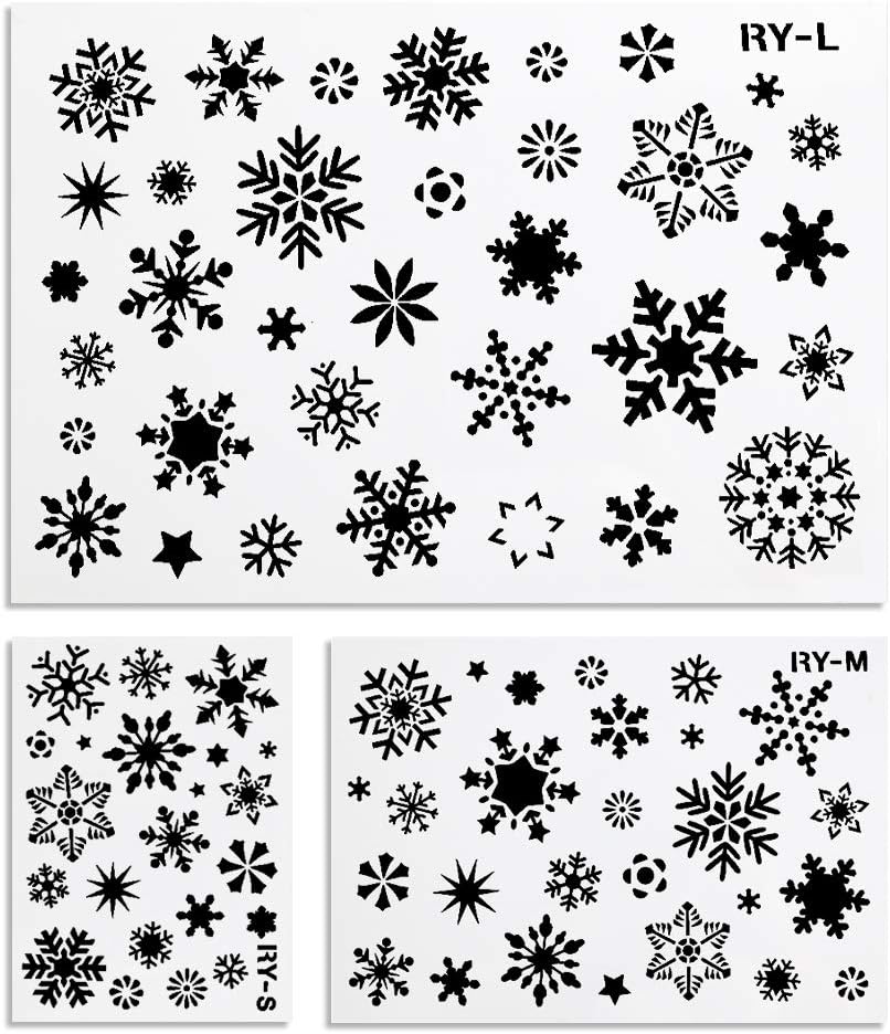 Koogel 7PCS Christmas Stencils, Including 3PCS Winter Stencils and 4PCS Holiday Stencils, Plastic Stencil Template for Planner Diary Card DIY Drawing Painting Craft Projects