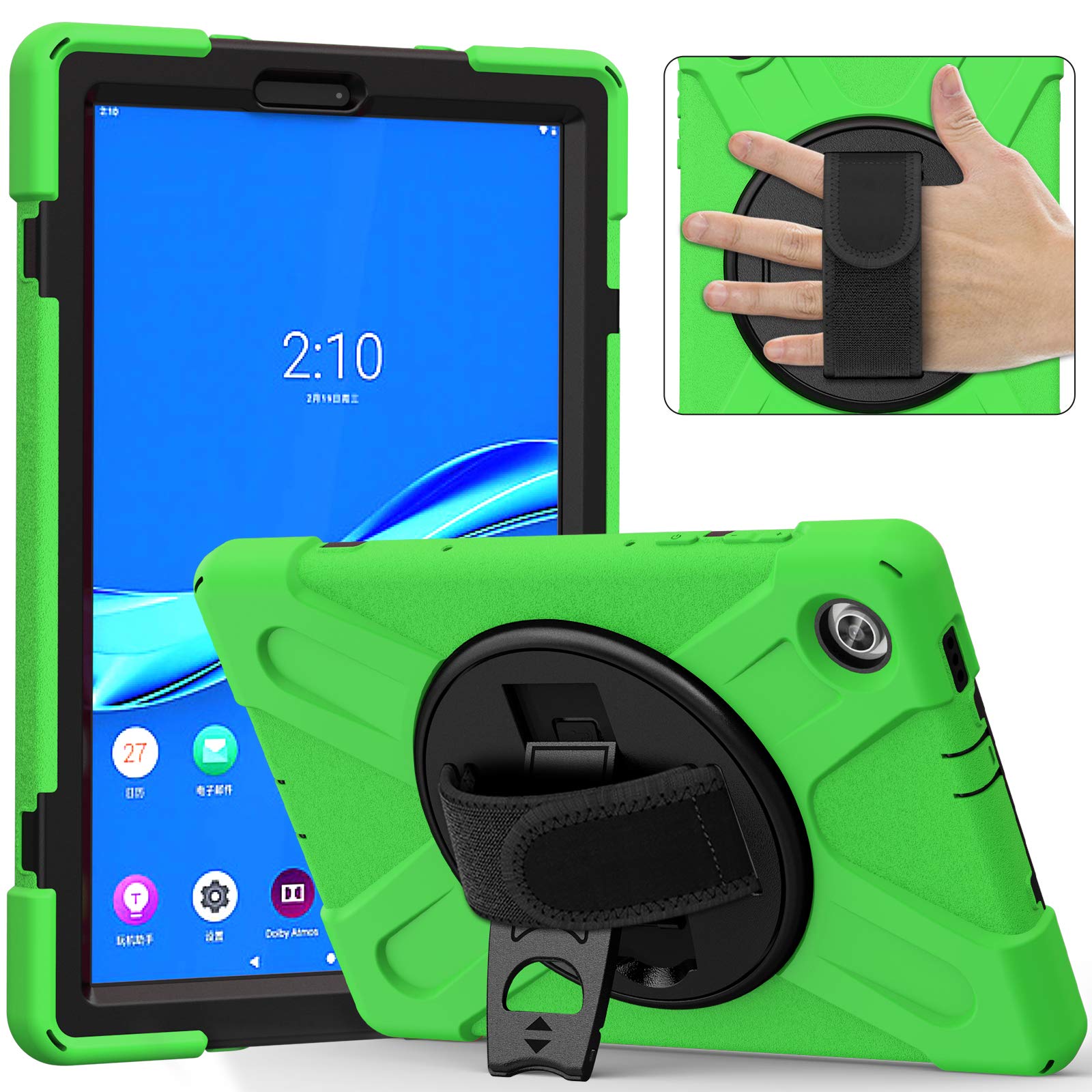 Bspring Lenovo Tab M10 HD 10.1 Inch 2020 2nd Gen TB-X306X/TB-X306F, PC Holder Tablet Silicone Case, All-inclusive Anti-drop For Lenovo Tab M10 hd Plus 10.1 Inch 2020,Green