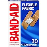 Band-Aid Brand Flexible Fabric Adhesive Bandages, Comfortable Sterile Protection & Wound Care for Minor Cuts & Burns, Quilt-A