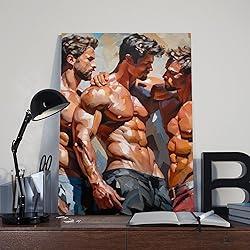 HMLZSJ Nude Muscle Male Torso Portrait Art Gay