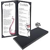 4.25 x 11 inches Leather Menu Holder Double Views | Strong Wood Inside, WaterProof, Anti Scratch Leather Menu Book Cover, For Restaurant Cocktail Drink Wine List,Menu Folder