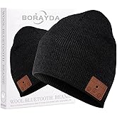 BORAYDA Bluetooth Beanie, Bluetooth 5.2 Wool Hat HD Stereo,24 Hours Play Time,Built-in Microphone, Men's/Women's Christmas El