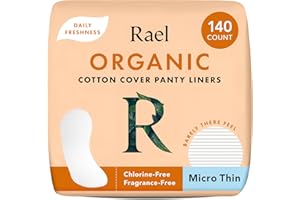 Rael Panty Liners for Women, Organic Cotton Cover - Daily Pantiliners, Light Absorbency, Unscented, Chlorine Free (Micro Thin