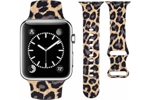 Watbro Black Leopard Band Compatible with Apple Watch Band 41mm 40mm 38mm 42mm 44mm 45mm 46mm 49mm Women Men, Soft Silicone C