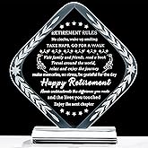 YWHL Retirement Gifts for Women Men 2024 Best Happy Retirement Gifts for Retiree Crystal Keepsake Farewell Going Away Gifts Retirement Plaque Gift Idea for Retired Friends Boss Teacher Police Nurse