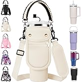 AceTreker Water Bottle Carrier Bag with Phone Pocket for Stanley 40/30 oz Tumbler Neoprene Insulated Mug Sleeve Pouch with 2 Pockets & Adjustable Strap & Straw Cover for Stanley Cup Accessories