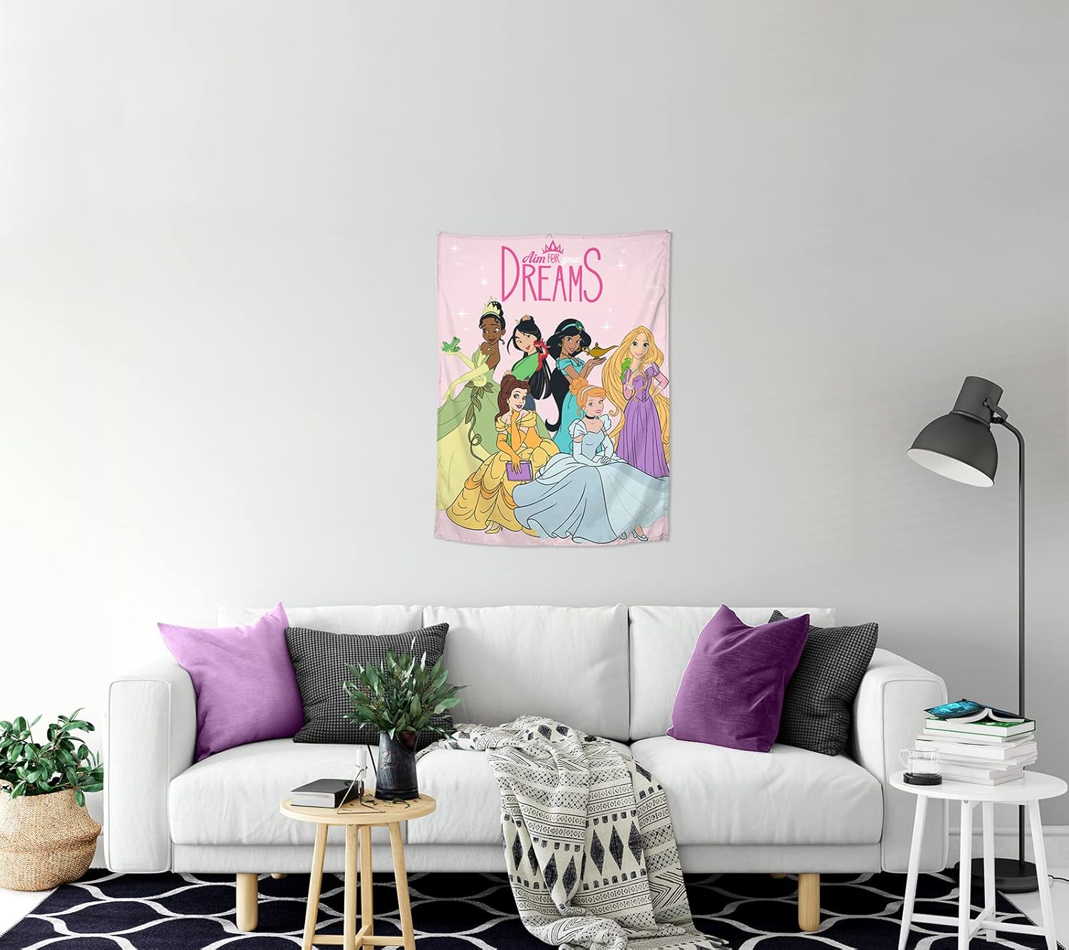 Tapestries - Jay Franco Disney Princess Aim for Your Dreams Tapestry – 30 x 40 Inch Wall Hanging – Kids Room Décor (Official Disney Product)