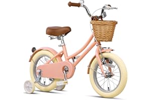Glerc Little Molly 12-20 inch Kids Retro Cruiser Bike for 2-13 Year Old with Wicker Basket & Training Wheels/Kickstand, Mutip