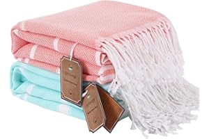 GENOVEGA 2 Packs Turkish Beach Towels Travel Vacation Essentials Quick Dry Sand Free Oversized Bath Pool Swim Towel Extra Large XL Blanket Adult Cruise Accessories Must Haves Clearance Stuff Necessities