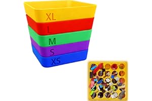 Stackable Brick Sorting Trays with 4 Replaceable Sifting Layers, Modular Parts Organizer with Multiple Hole Sizes, Quick Size