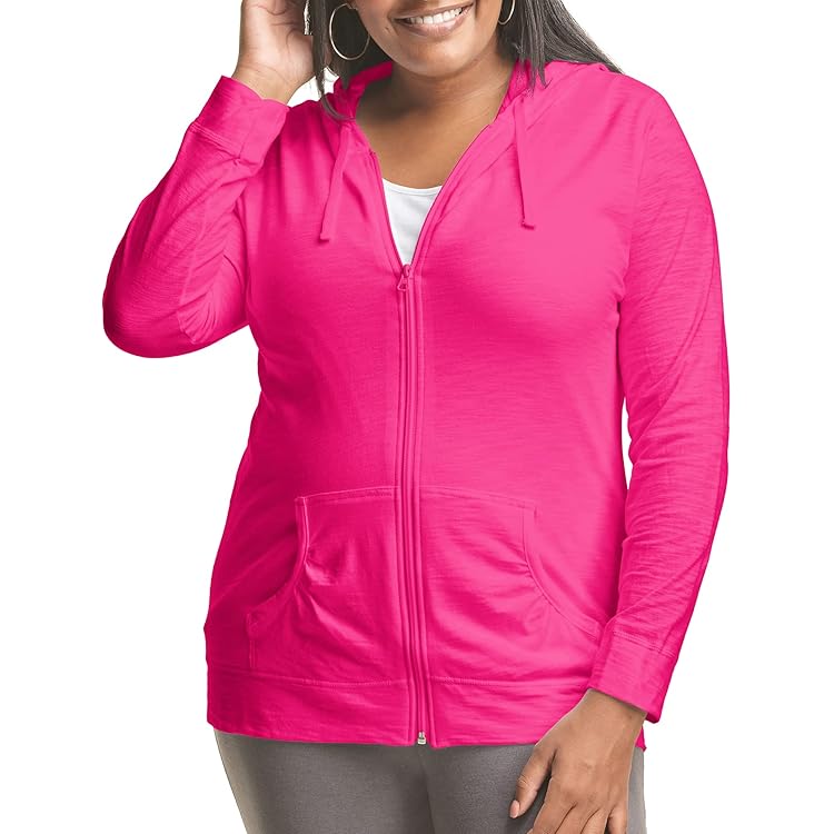 Amazon.com: JUST MY SIZE Women`s Plus-Size Slub Jersey Full-Zip