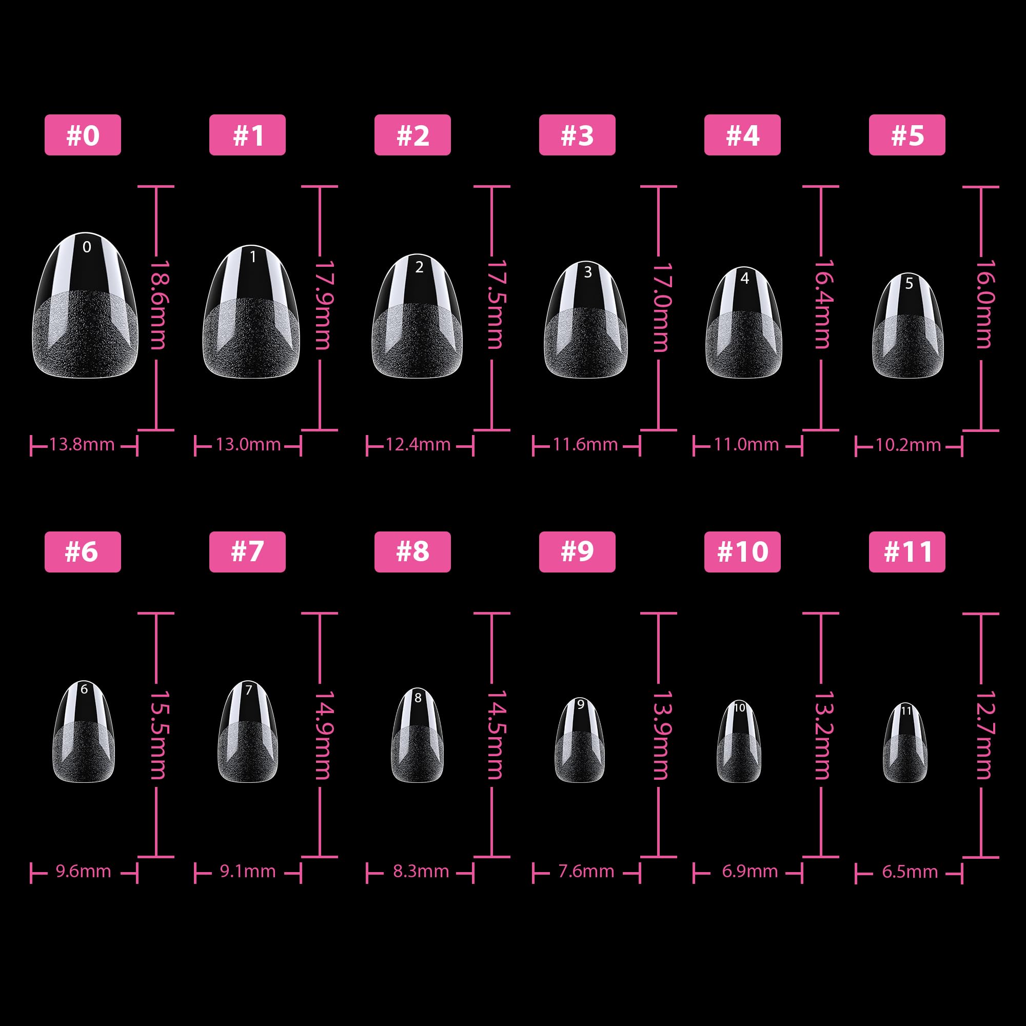 UNA GELLA Extra Short Almond Nail Tips Full Cover 216PCS Gel Nail Tips Short Almond Shaped Nails Tips Soft Gelly Gel Clear Fake Nails Tip for Acrylic Nail Tip Soak Off Home DIY Salon Nails 12 Sizes - Image 7