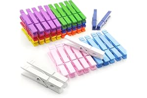 SETNDTS 3.5 inch 50 pcs Colored Clothes Pins for Classroom,Clothes Pins Wood for Hanging Clothes,Clothespins for Craft,Wooden Clips for Pictures, Rust Resistant (10 Colors)